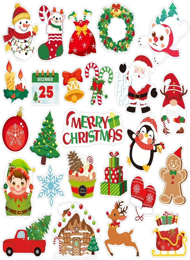 MARFOREVER 25 Pcs Christmas Window Gel Clings, Xmas Santa Claus Snowman Gingerbread Man Snowflake Penguin Thick Window Clings Decals for Classroom Nursery Home Christmas Holiday Party Decorations - Image 1